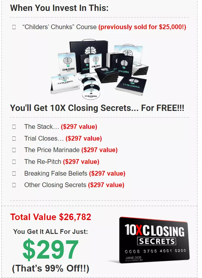 Childers' Chunks Course + 10K Closing Secrets
