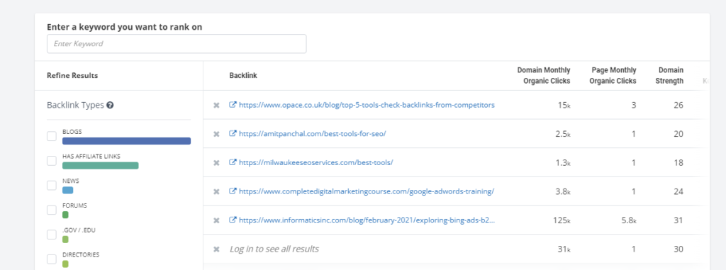 Competitor backlinks