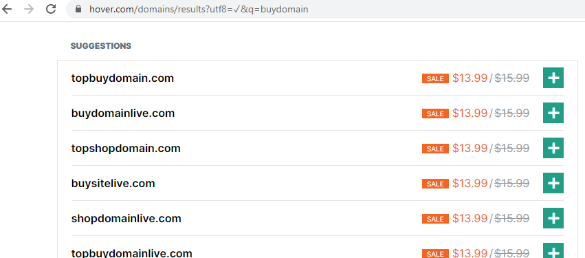 hover domain price
