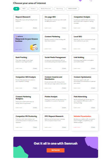 semrush Free Trial tools